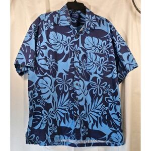 Aisokula Fiji‎ Blue 100% Cotton Men's Hawaiian Shirt, Size 2XL Tribal Print